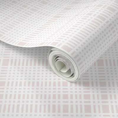 Spoonflower Peel And Stick Wallpaper 6 Inch Loose Weave White On Petal Pink 2' X 12' Removable