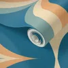 Spoonflower Peel And Stick Wallpaper 70's Retro - Blue/yellow (medium Scale) 2' X 12' Removable In Multi