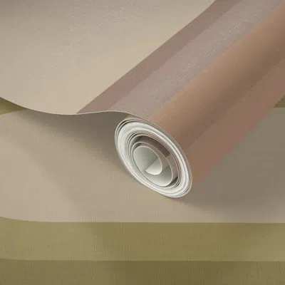 Spoonflower Peel And Stick Wallpaper 70s Overlap Curves Throw Blanket In Peach And Green Colors Linen Texture 2'