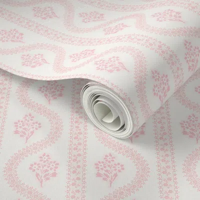 Spoonflower Peel And Stick Wallpaper Abigail Dot Rose 2' X 12' Removable
