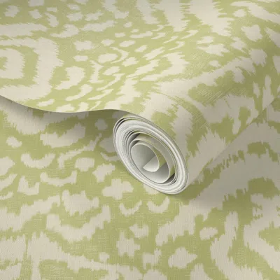 Spoonflower Peel And Stick Wallpaper Abstract Ikat Modern Neutrals Skin Mix Ivory & Pistachio Effortless Boho L 