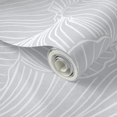 Spoonflower Peel And Stick Wallpaper Abstract Minimalism Monochrome Organic Waves Pale Soft Grey Neutrals Jumbo  In Gray