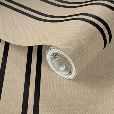 Spoonflower Peel And Stick Wallpaper Aegean Stripe Tan 2' X 12' Removable