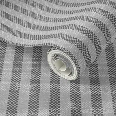 Spoonflower Peel And Stick Wallpaper Aegean Ticking Gris 2' X 12' Removable