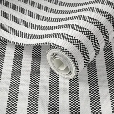 Spoonflower Peel And Stick Wallpaper Aegean Wide Ticking Stripe Black 2' X 12' Removable