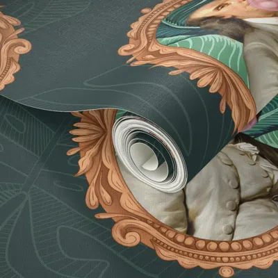 Spoonflower Peel And Stick Wallpaper All About The Benji's - Beverly Hills Green 2' X 12' Removable