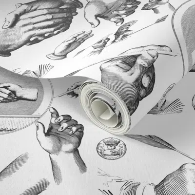 Spoonflower Peel And Stick Wallpaper All Over Design - Lets Give Him A Hand  Removable In Gray