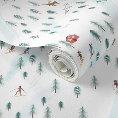 Spoonflower Peel And Stick Wallpaper Alpine Ski Slopes 2' X 12' Removable