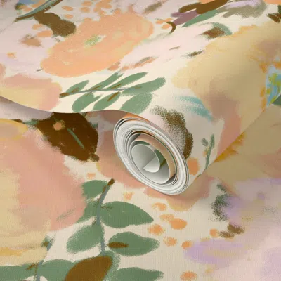 Spoonflower Peel And Stick Wallpaper Amber Poppies 2' X 12' Removable