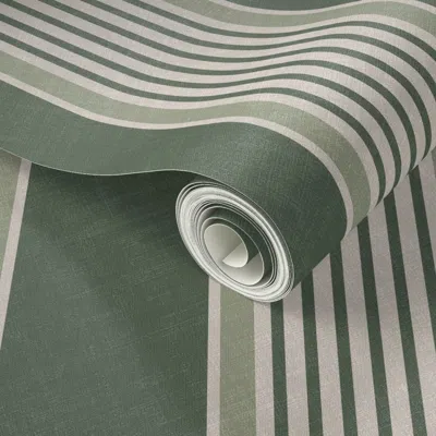 Spoonflower Peel And Stick Wallpaper Antique Stripes In Olive Sage Green Cream 2' X 12' Removable