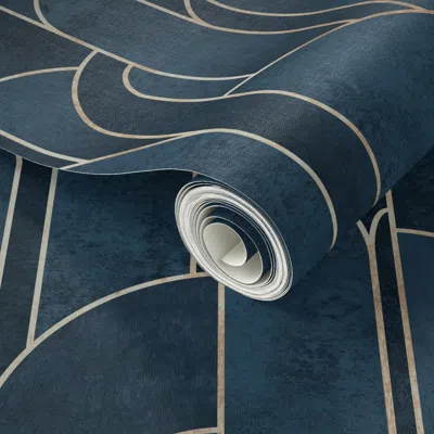 Spoonflower Peel And Stick Wallpaper Art Deco 1920s. Dark Teal Velvet 2' X 12' Removable