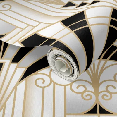 Spoonflower Peel And Stick Wallpaper Art Deco Alcove 2' X 12' Removable