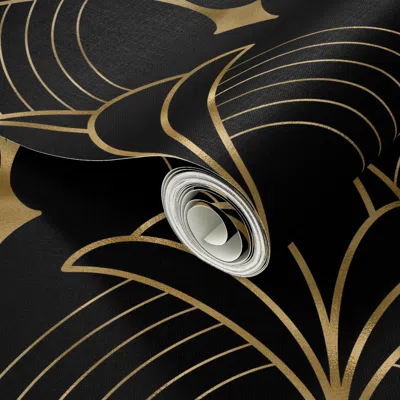 Spoonflower Peel And Stick Wallpaper Art Deco Art 7 Black 2' X 12' Removable