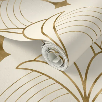 Spoonflower Peel And Stick Wallpaper Art Deco Art 7 Champagne 2' X 12' Removable