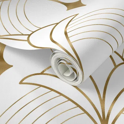 Spoonflower Peel And Stick Wallpaper Art Deco Art 7 White 2' X 12' Removable