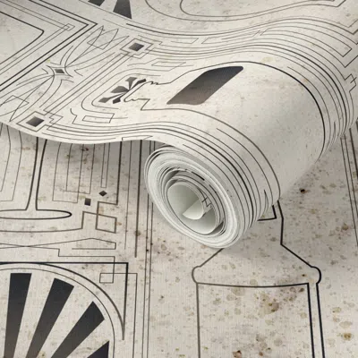 Spoonflower Peel And Stick Wallpaper Art Deco Cocktails - Bottles On Vintage Newspaper Print 2' X 12' Removable