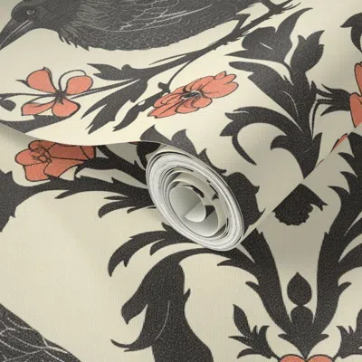 Spoonflower Peel And Stick Wallpaper Art Deco Crow 2' X 12' Removable