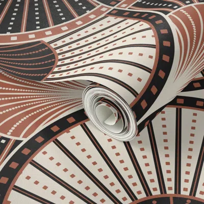 Spoonflower Peel And Stick Wallpaper Art Deco Fans Large 2' X 12' Removable