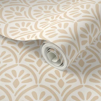 Spoonflower Peel And Stick Wallpaper Art Deco Floral Butter Yellow Scallop 3in 2' X 12' Removable