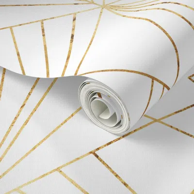 Spoonflower Peel And Stick Wallpaper Art Deco On White 2' X 12' Removable