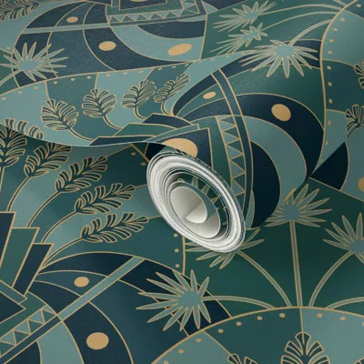 Spoonflower Peel And Stick Wallpaper Art Deco Retro Motel Palms  Removable