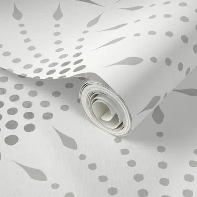 Spoonflower Peel And Stick Wallpaper Art Deco Scallop - Pale Grey - Xlarge 2' X 12' Removable