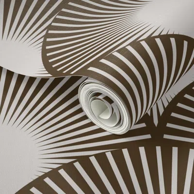 Spoonflower Peel And Stick Wallpaper Art Deco Sun Rays - Brown&light Beige  Removable