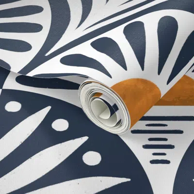 Spoonflower Peel And Stick Wallpaper Art Deco Sunset And Leaves On Pure White 2' X 12' Removable