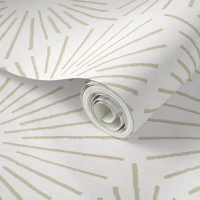 Spoonflower Peel And Stick Wallpaper Art Deco Sunshine - Beige On Ivory (large Scale) 2' X 12' Removable
