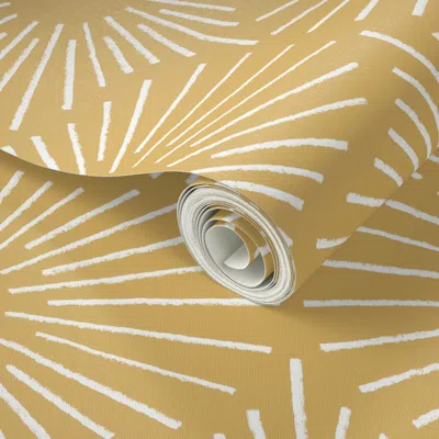 Spoonflower Peel And Stick Wallpaper Art Deco Sunshine - Goldenrod (large Scale) 2' X 12' Removable