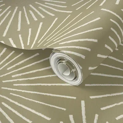 Spoonflower Peel And Stick Wallpaper Art Deco Sunshine - Sand 2' X 12' Removable