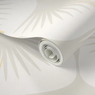 Spoonflower Peel And Stick Wallpaper Art Deco Swans - 12" Wide Repeat - Off-white On Off-white 2' X 12' Removabl