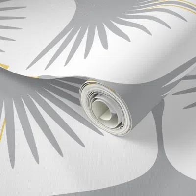 Spoonflower Peel And Stick Wallpaper Art Deco Swans - Cloud On White - 12" 2' X 12' Removable