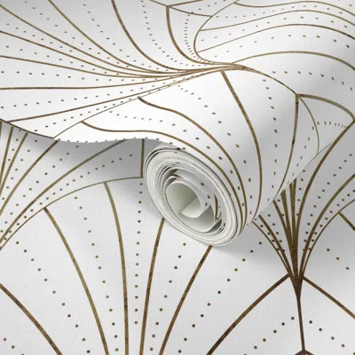 Spoonflower Peel And Stick Wallpaper Art Deco Waterfalls // White 2' X 12' Removable
