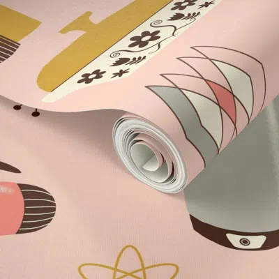 Spoonflower Peel And Stick Wallpaper Atomic Kitchen Larger 2' X 12' Removable