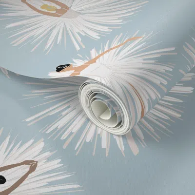 Spoonflower Peel And Stick Wallpaper Ballerina Ballet Dance Oversized Dusty Blue 2' X 12' Removable