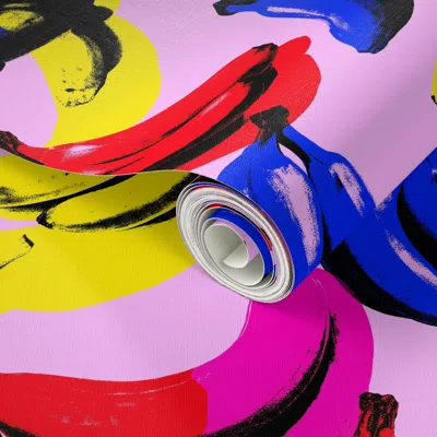 Spoonflower Peel And Stick Wallpaper Banana Drama 2' X 12' Removable