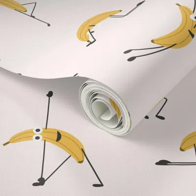 Spoonflower Peel And Stick Wallpaper Banana Yoga / Big Scale / Fun And Playful For Kids And The Young At Heart 2
