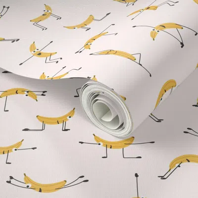 Spoonflower Peel And Stick Wallpaper Banana Yoga / Medium Scale / Fun And Playful For Kids And The Young At 2' X In Multi