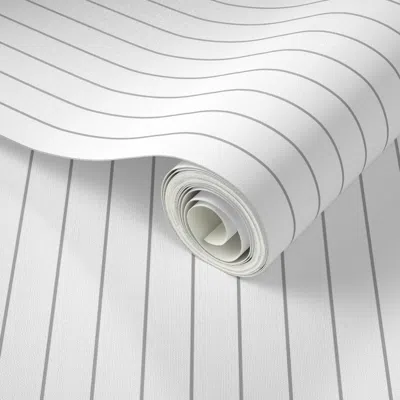 Spoonflower Peel And Stick Wallpaper Baseball Pinstripe Gray Vertical Stripe Baseball Uniform Baseball Jersey 2'