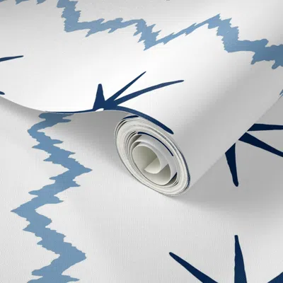Spoonflower Peel And Stick Wallpaper Bayview Patio Stars And Stripes Blue Navy 2' X 12' Removable