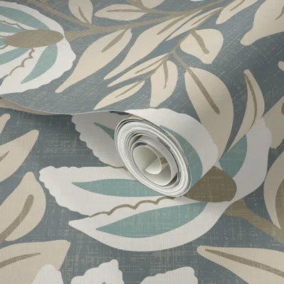 Spoonflower Peel And Stick Wallpaper Beachy Flowers With Linen Texture  Removable