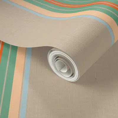 Spoonflower Peel And Stick Wallpaper Beachy Linen Stripe 2' X 12' Removable