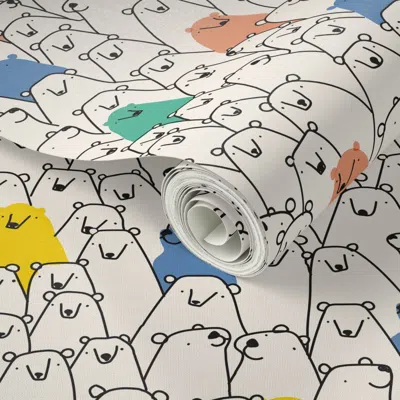 Spoonflower Peel And Stick Wallpaper Bears Party 2' X 12' Removable In Multi