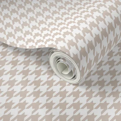 Spoonflower Peel And Stick Wallpaper Beige & White Houndstooth - Timeless Chic 2' X 12' Removable