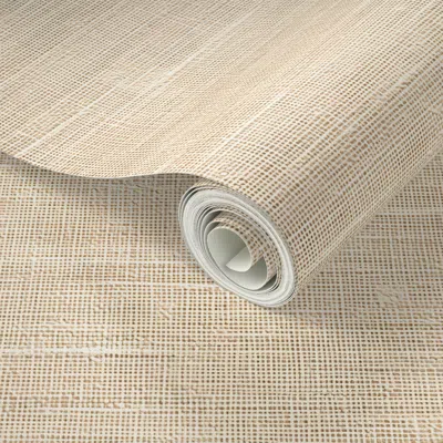 Spoonflower Peel And Stick Wallpaper Beige Linen 2' X 12' Removable