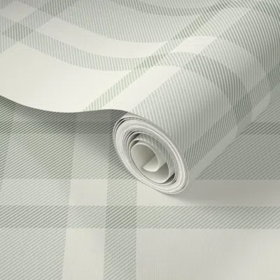 Spoonflower Peel And Stick Wallpaper Big Soft Plaid Earthy Green 2' X 12' Removable