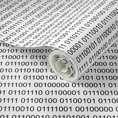 Spoonflower Peel And Stick Wallpaper Binary Code In Black And White 2' X 12' Removable