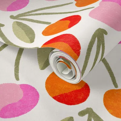 Spoonflower Peel And Stick Wallpaper Bing (pink And Red) 2' X 12' Removable