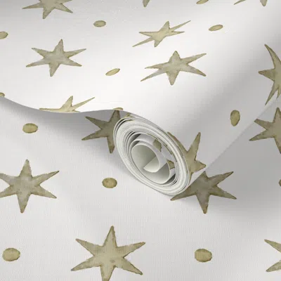 Spoonflower Peel And Stick Wallpaper Birmingham Stella Ochre Brown 2' X 12' Removable In Multi